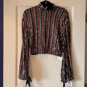 NWT Free People Multi Color Sequin Crop Top